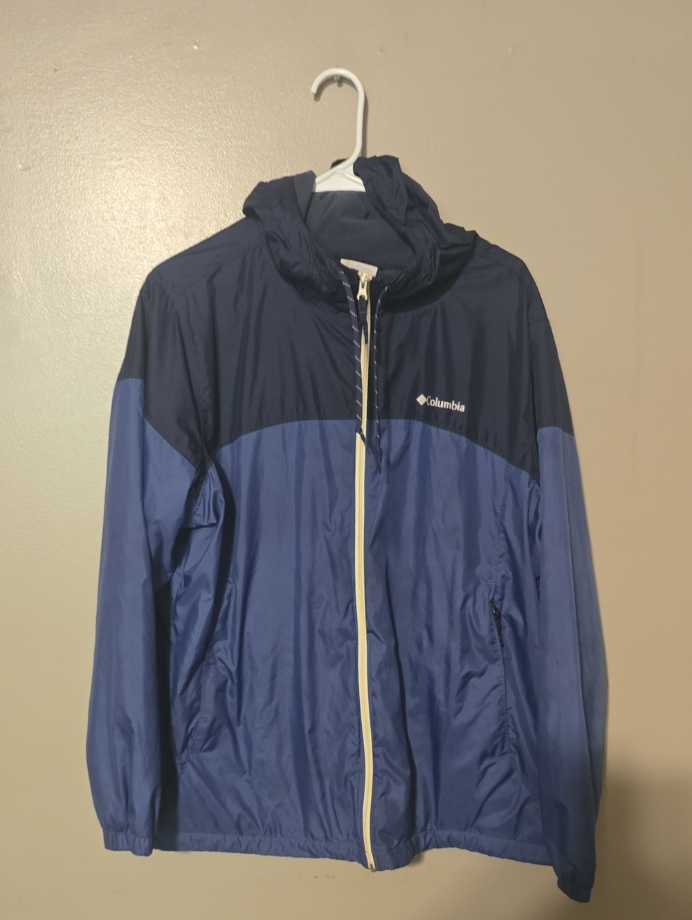 Columbia Men's Blue Glennaker Lake II Rain Jacket Packable 1X Hood Nylon
